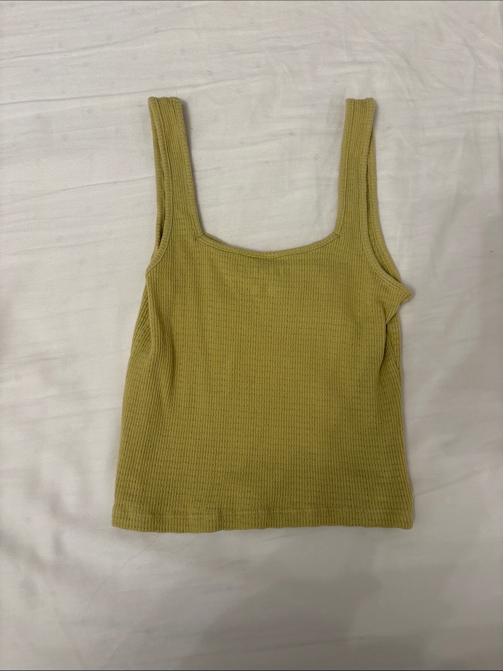 Ribbed Square Neck Tank Top in Olive Green - Picture 3 of 3